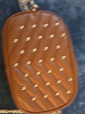 Keen Brown Quilted Shoulder Bag with Gold Studs